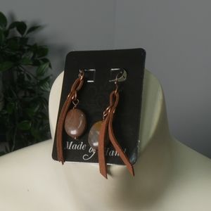 Leather and Jasper Earrings